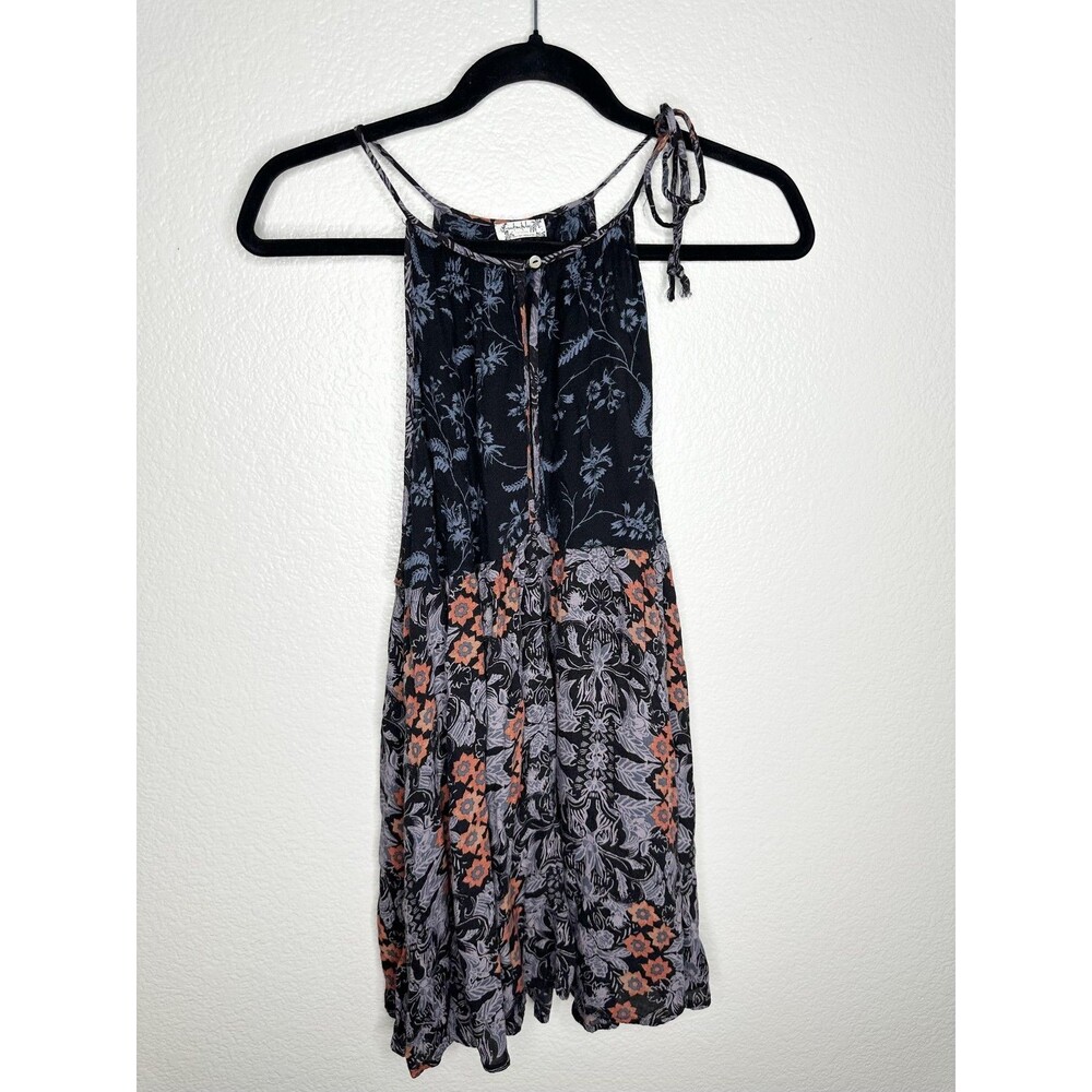 Free People Dress Womens Small Black Floral Bohemian Intimately Spaghetti Strap - Picture 1 of 5
